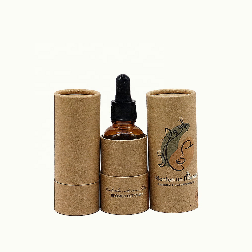 Use Soy Ink Printed Customized Matt Lamination Design Paper Tube Packaging For Essential Oil Perfume Bottles