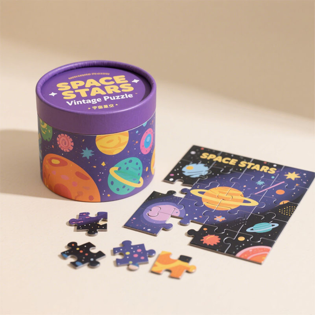 Biodegradable Customized Design Round Cylinder Box Packaging for Puzzles