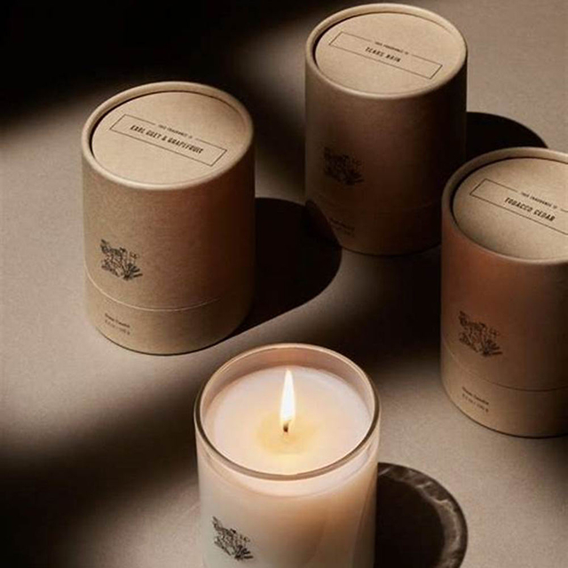 Custom Kraft Paper Handmade Soy Wax Luxury Candle Glass Jar Box Tube Packaging For Gift