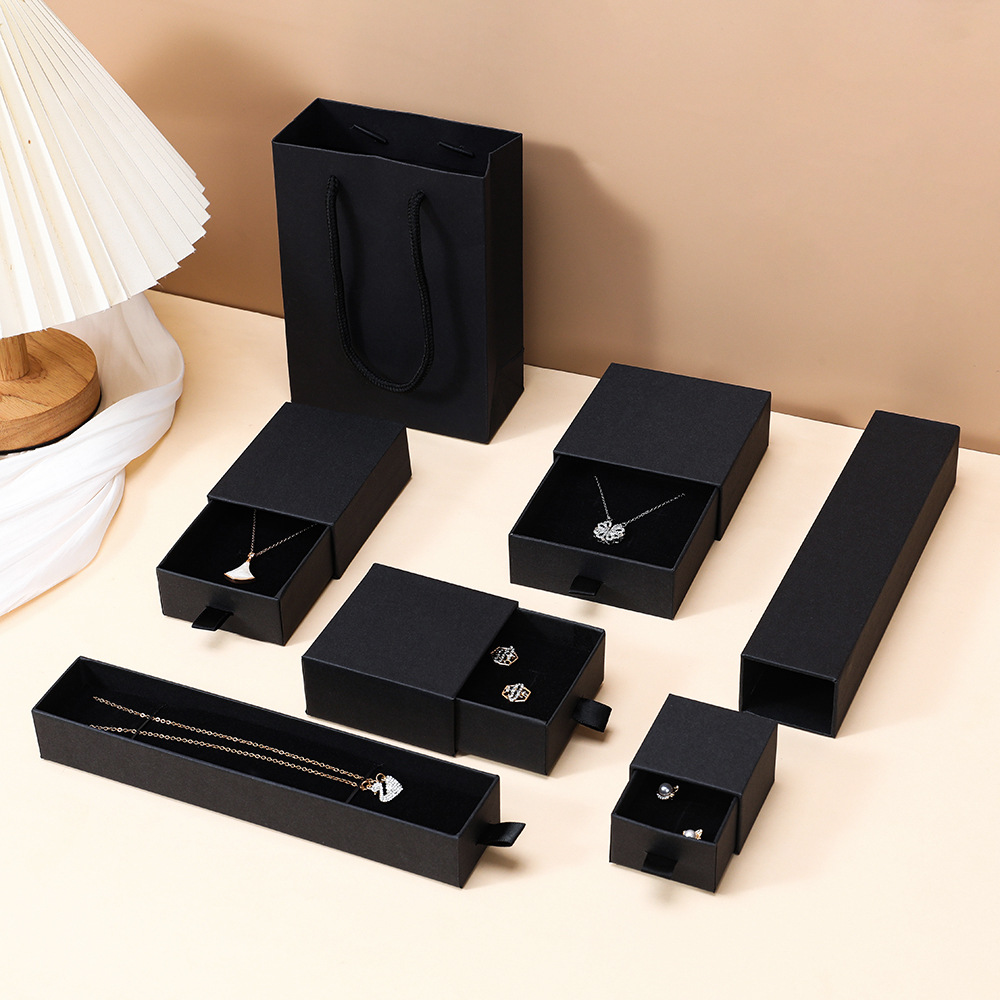 Jewelry Packaging Sliding Drawer Gift Paper Jewelry Box for Earrings Rings Watch