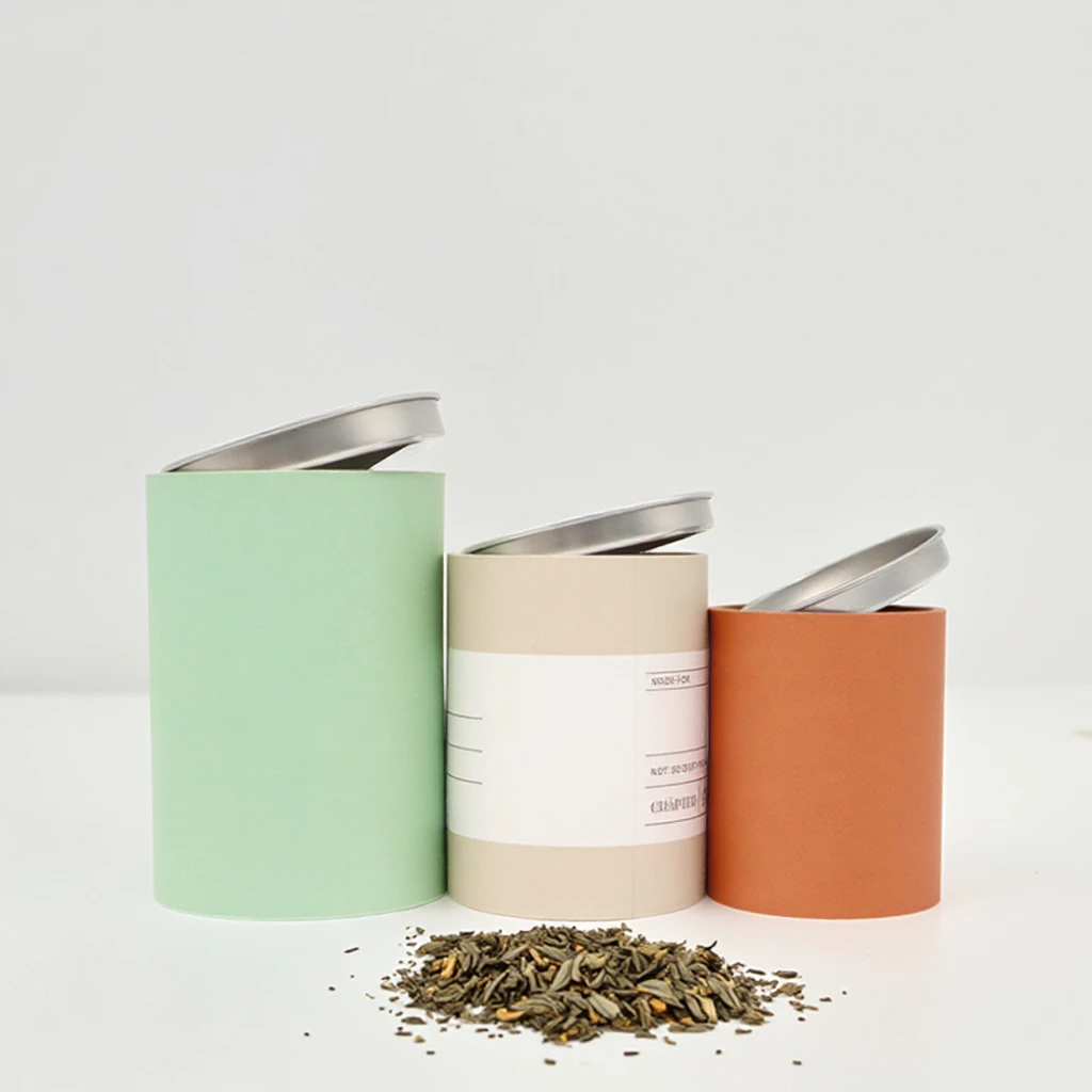 Custom Cardboard Cylinders Tea Packaging Paper Canister Food Grade Packaging