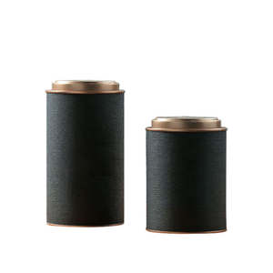 Small size black Stock Special Paper-made Tea Canisters with Iron Lids