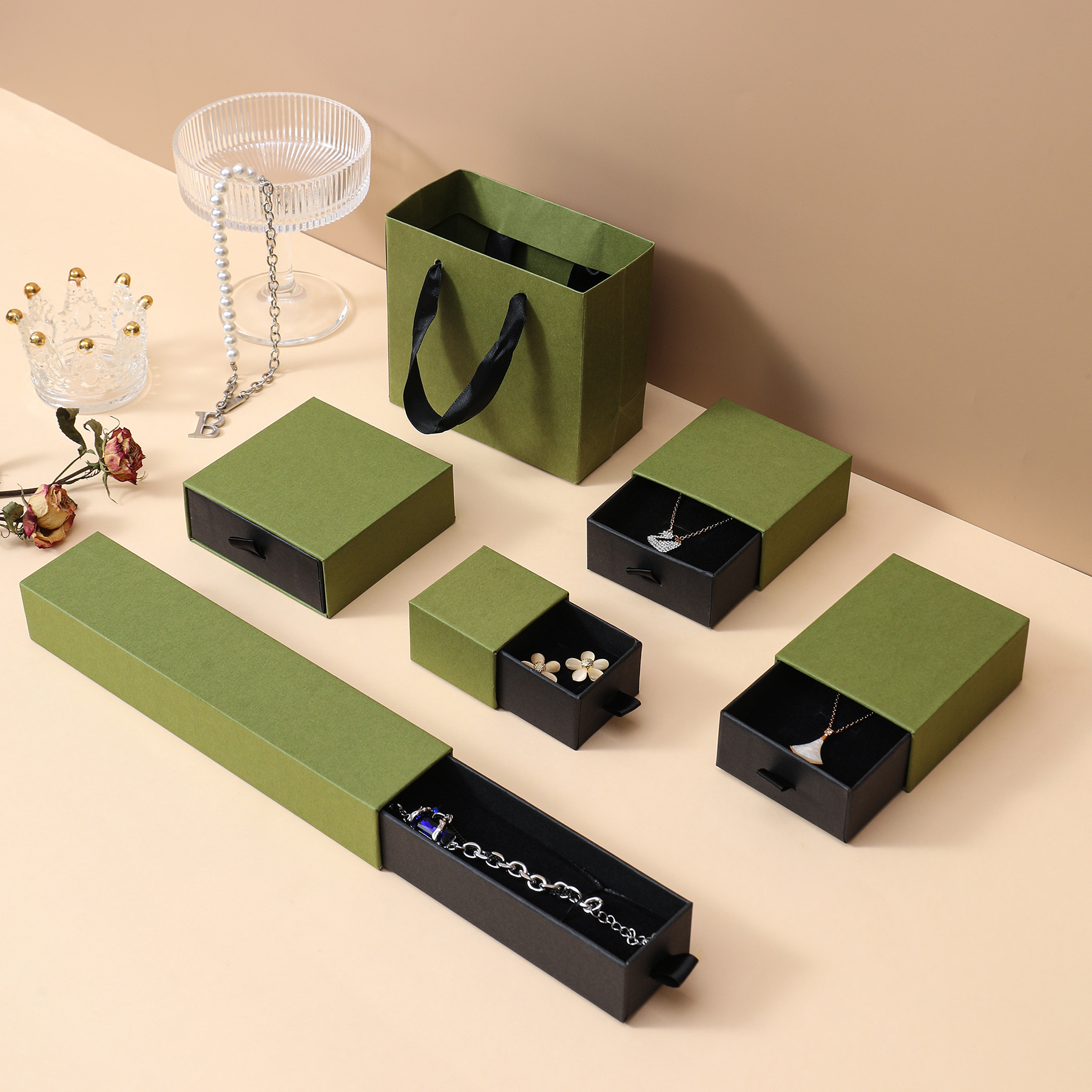 Jewelry Packaging Sliding Drawer Gift Paper Jewelry Box for Earrings Rings Watch