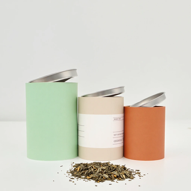 Tea Packaging Tube Wth Lids Cutsomized Deisgn Round Cardboard Tea Box