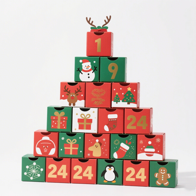 Biodegradable Custom Logo Christmas Advent Calendar Box Packaging