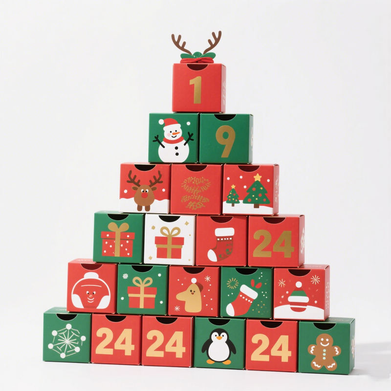 Biodegradable Custom Logo Christmas Advent Calendar Box Packaging