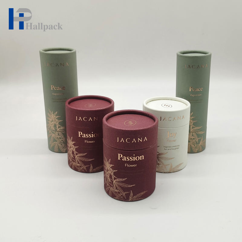 Eco Friendly Recyclable Kraft Paper Candle tube Packaging Gold Print Paper round Tube Box for tea
