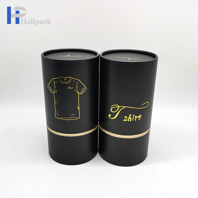 Biodegradable Black Kraft Round Cylinder Paper Tube Packaging For T-Shirt Clothes
