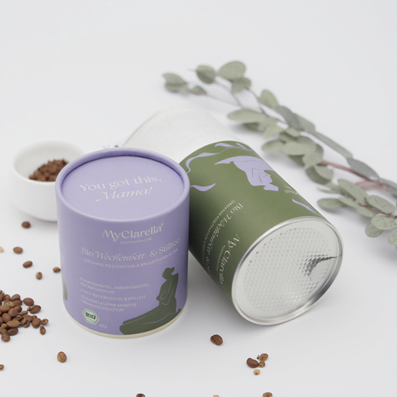 Paper Tube Packaging With Lids For Loose Tea Coffee Food Grade Cutsomized