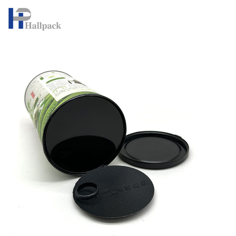 Cardboard Green Tea Packaging Paper Tube With Easy To Pull Plastic Lid