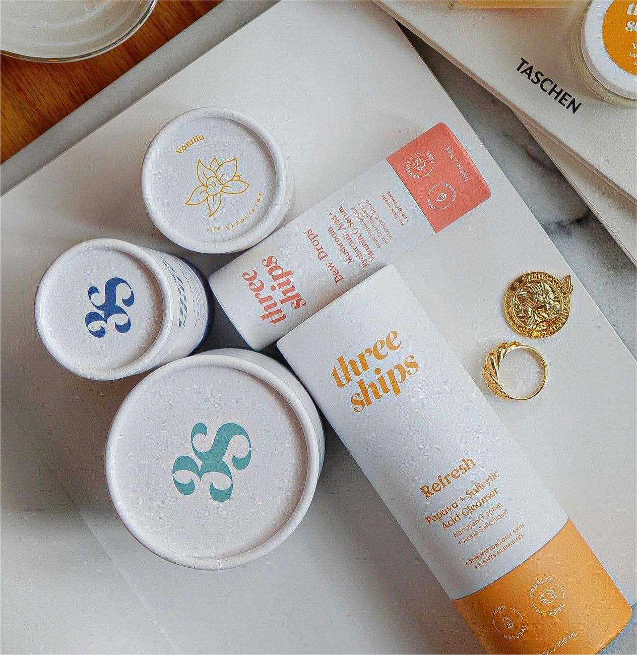 Design Cylinder Box Cosmetic Essential oils Skincare bottle Cardboard Round custom Paper tube Packaging box for loose power