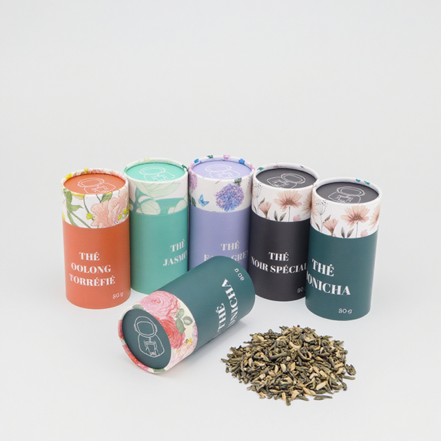 Paper Tube Packaging For Loose Tea Food Grade Paperboard Design Logo Available Custom