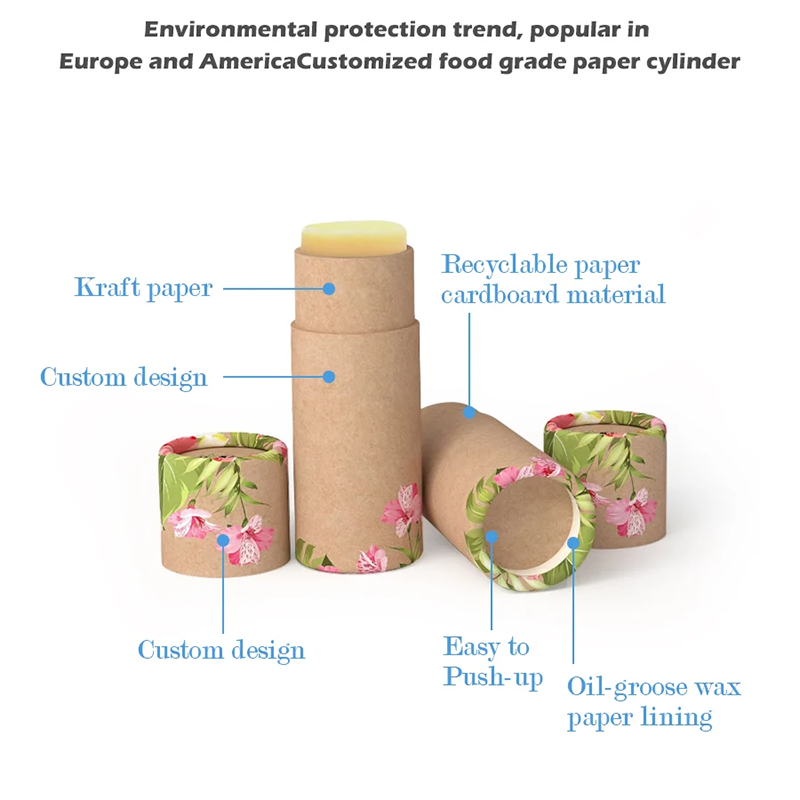 Biodegradable Paper Packaging Cosmetic Push-up Paper Tubes for Lipstick Lip Balm