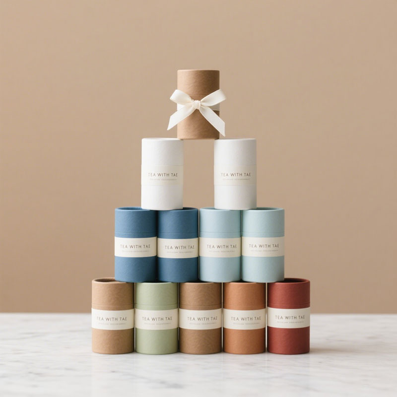 Biodegradable Custom Design Round Cylinder Kraft Box Packaging for Coffee