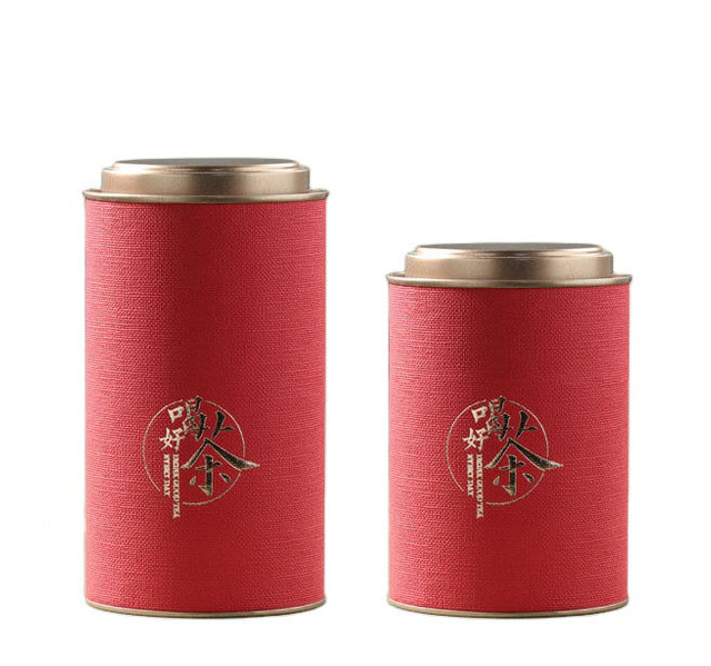 125g Red Stock Special Paper-made Tea Canisters with Iron Lids