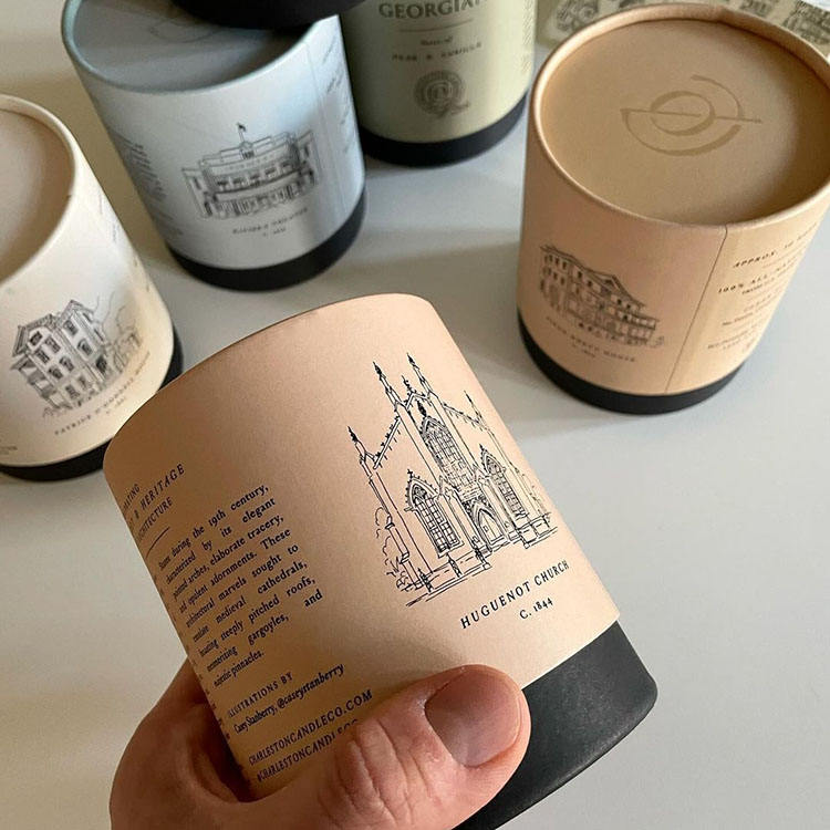 High quality cylinder packaging box kraft candle perfume bottle Coffee Tea bag custom paper tube packaging