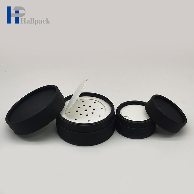 Customized New Design Paper Tube With Sifter Compact Powder Case Packaging black kraft tube for shampoo