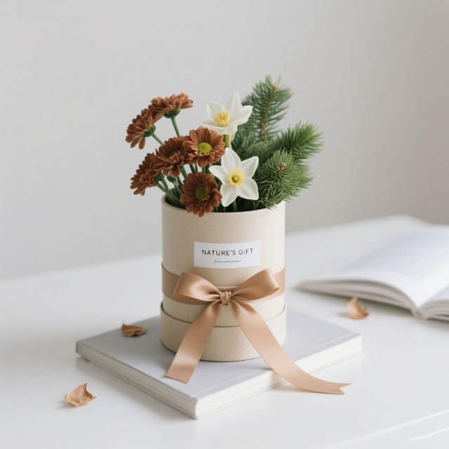 Biodegradable Round Jewelry Box Packaging Flowers Box Luxury Gift Tube