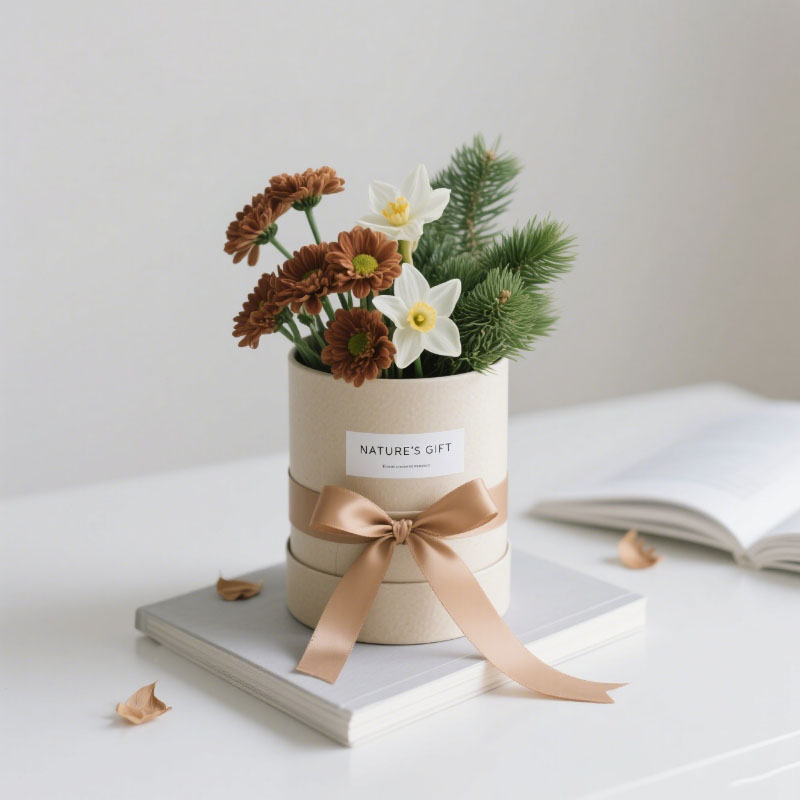 Biodegradable Round Jewelry Box Packaging Flowers Box Luxury Gift Tube