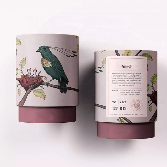Custom Biodegradable Cylinder Food Paper Cardboard tube packaging Premium Tea Canister Tube Box Packaging for Loose Tea Package