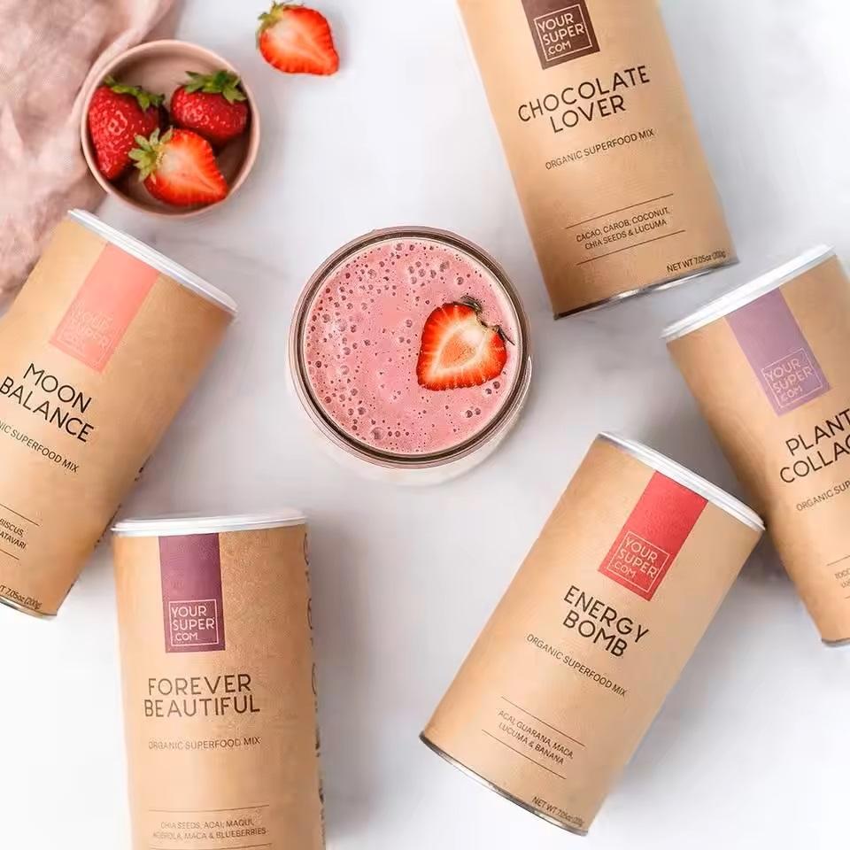 Biodegradable Eco Friendly Powder Container Tea Coffee Bean Oats Paper Cylinder Round Tube For Food Packaging