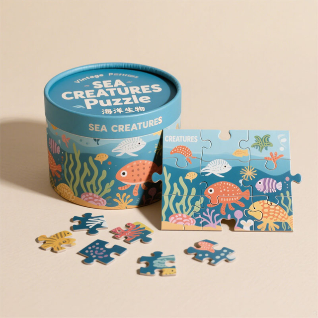 Biodegradable Customized Design Round Cylinder Box Packaging for Puzzles