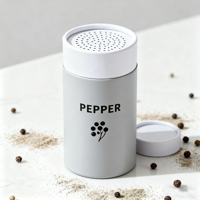 Biodegradable Round Box Cylinder Paper Tube Packaging with Sieve for Loose Powder