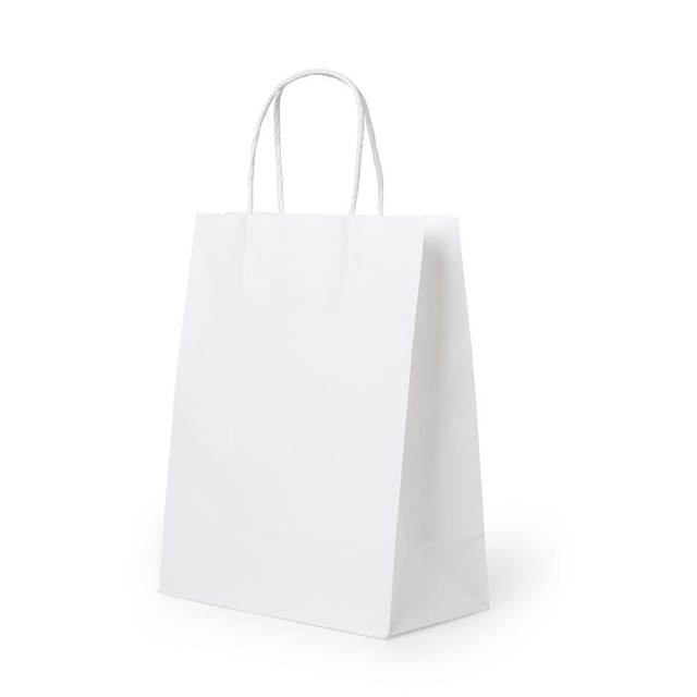 210*150*80mm White Factory RTS Recyclable Kraft Paper Carry Handle Bag Twisted Handles Bio-Degradable Brown Paper Stock