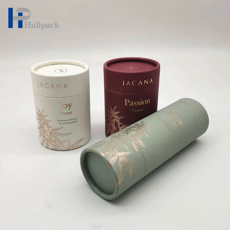 Eco Friendly Recyclable Kraft Paper Candle tube Packaging Gold Print Paper round Tube Box for tea