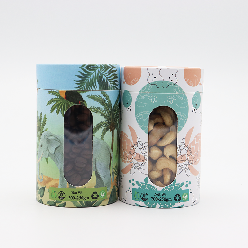 Recyclable Material Round Cylinder Box Food Grade Tube Packaging for Nuts