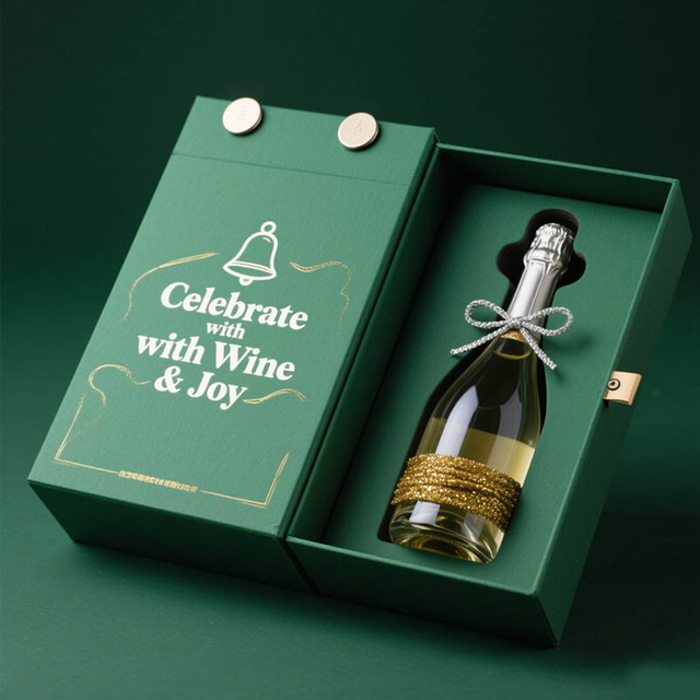 Recyclable Material Rigid Carton Christmas Gift Red Wine Packaging Boxes