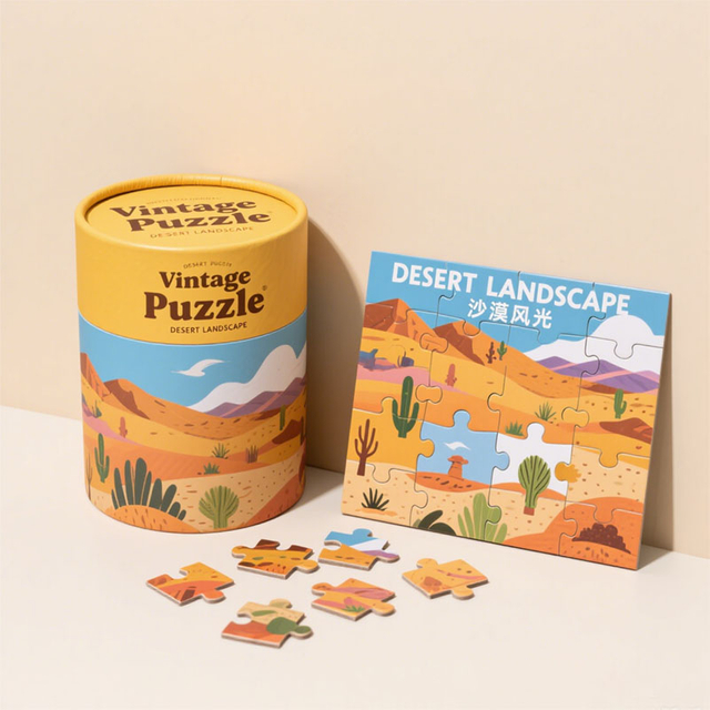Eco Friendly Kraft Cardboard Round Box Puzzles Packaging Tube