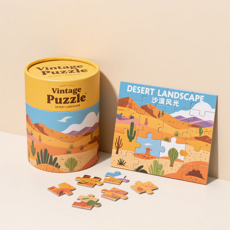 Eco Friendly Kraft Cardboard Round Box Puzzles Packaging Tube