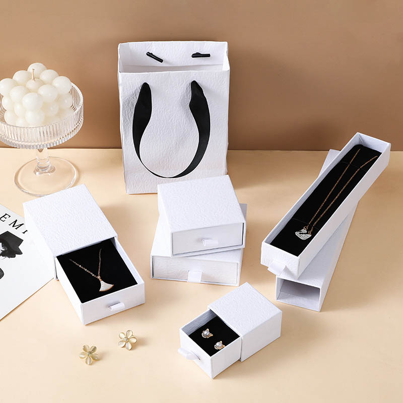 Biodegradable Customized Logo Jewelry Gift Boxes Packaging with Drawer for Rings Earrings