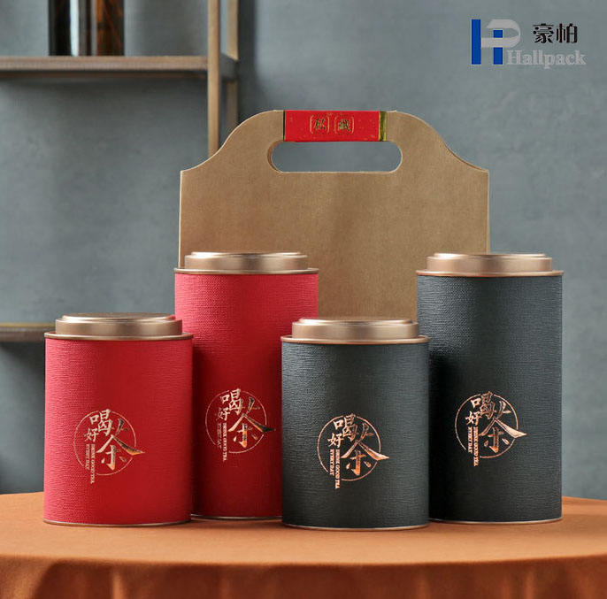 125g Red Stock Special Paper-made Tea Canisters with Iron Lids