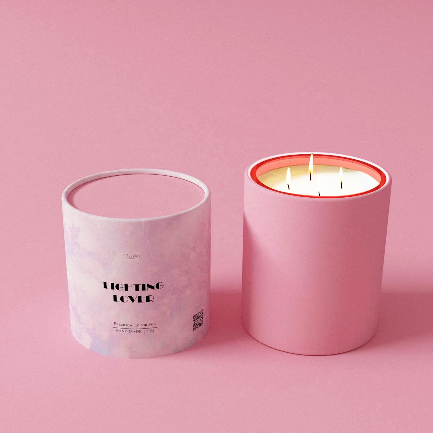 100% Recycled Material craft paper tube Custom Handmade Soy Wax Luxury Candle Glass Jar paper core tube tea packaging