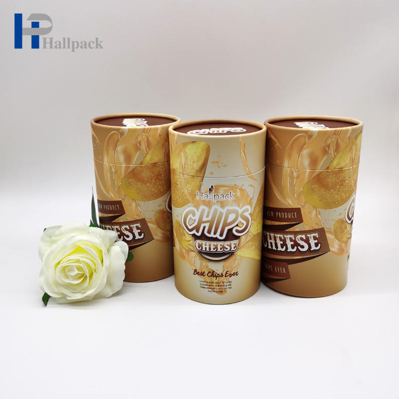 Biodegradable Kraft Cylinder Cardboard Paper Tube Packaging With Easy Open Lid