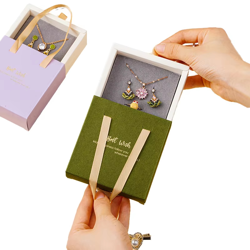 Jewelry Packaging Sliding Drawer Gift Paper Jewelry Box for Earrings Rings Watch